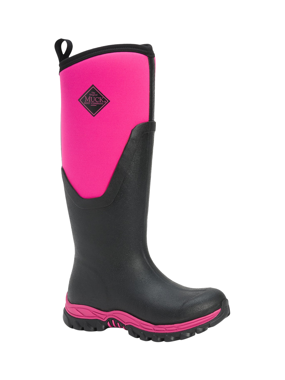 Product image 2 of 5, which shows Muck Arctic Sport II Tall Wellington Boots, Black/Pink, 3