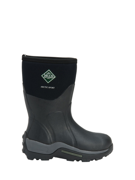 Muck Arctic Sport Pull On Short Wellington Boots, Black, Black