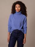 Celtic & Co. Slouch Roll Neck Pure Wool Jumper, Cornflower Blue