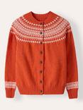 Celtic & Co. Fair Isle Pure Wool Cardigan, Burnt Orange