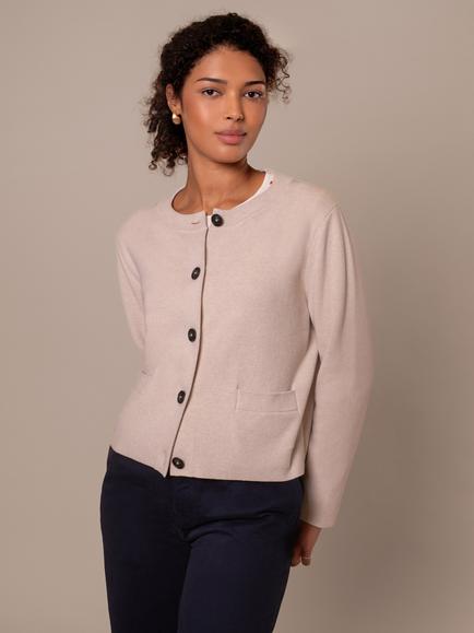 Celtic & Co. Knitted Round Neck Jacket, Oatmeal, Oatmeal