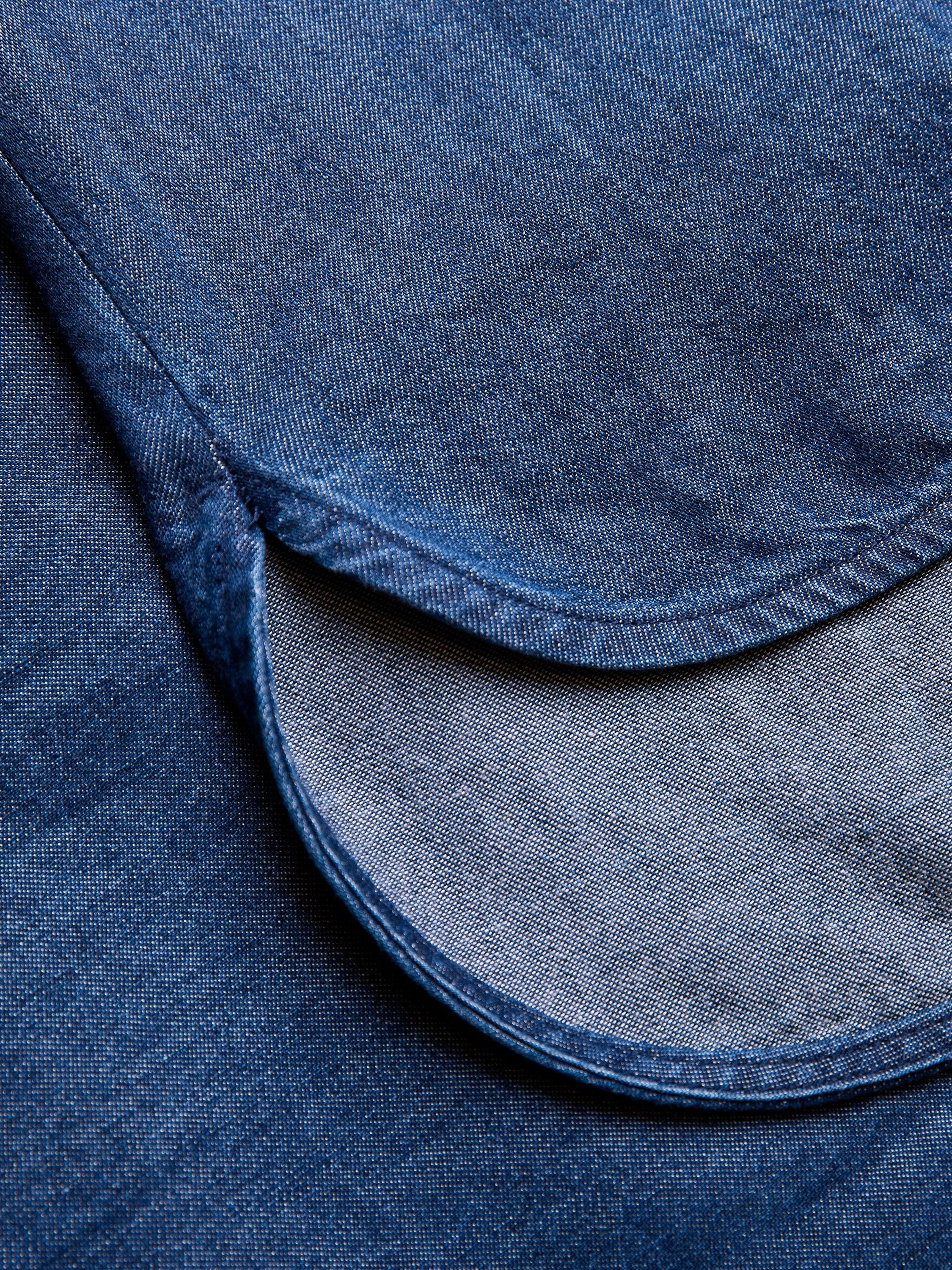 Product image 3 of 8, which shows Celtic & Co. Curved Hem Shirt, Indigo Mid Wash, 8