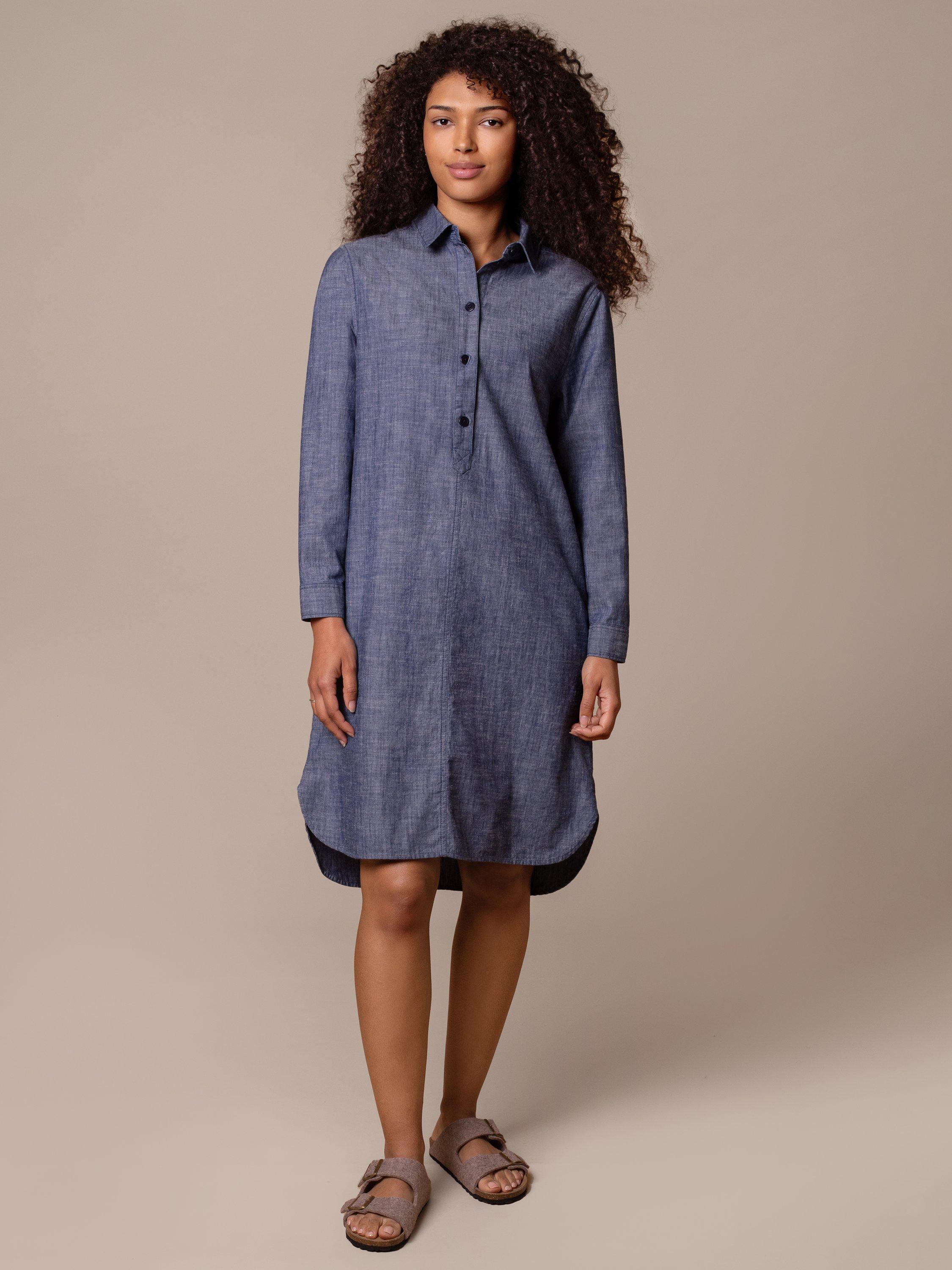 Product image 1 of 5, which shows Celtic & Co. Chambray Shirt Dress, Indigo, 8