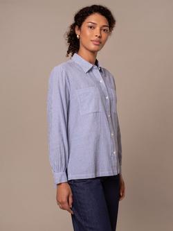 Celtic & Co. Stripe Side Split Shirt, Blue, Blue