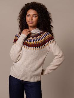 Celtic & Co. Fair Isle Yoke Pure Wool Jumper, Oatmeal, Oatmeal