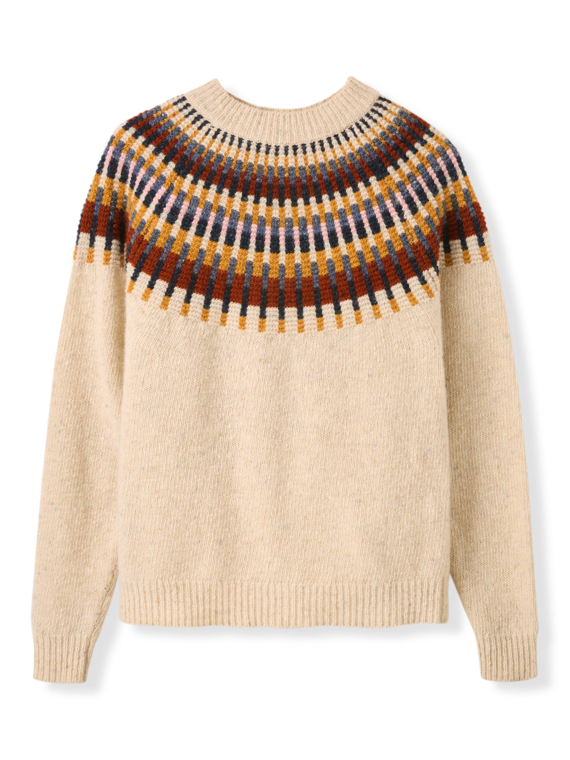 Product image 2 of 5, which shows Celtic & Co. Fair Isle Yoke Pure Wool Jumper, Oatmeal, XS