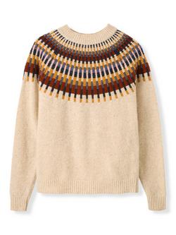 Celtic & Co. Fair Isle Yoke Pure Wool Jumper, Oatmeal - view 2, Oatmeal