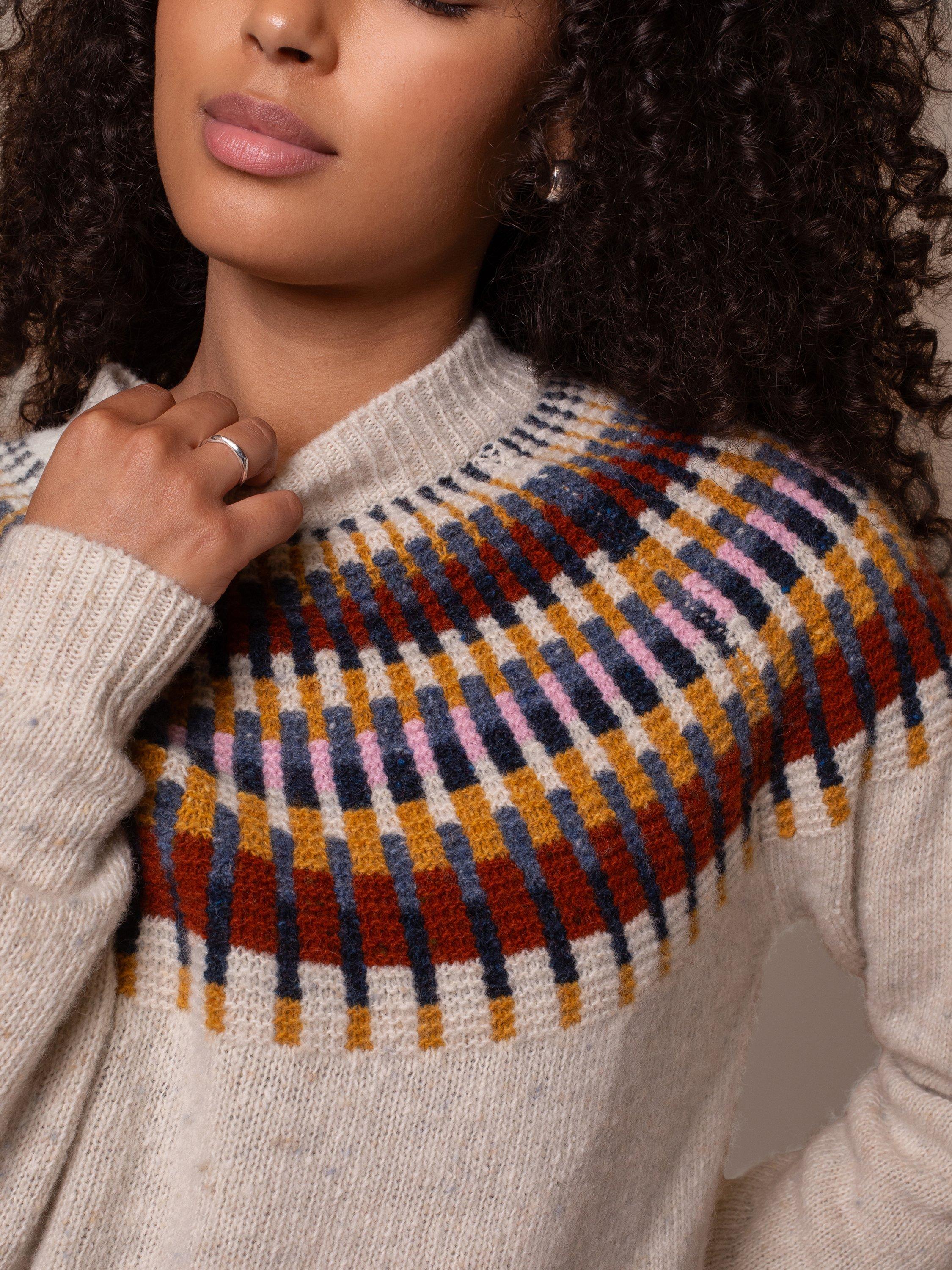 Product image 5 of 5, which shows Celtic & Co. Fair Isle Yoke Pure Wool Jumper, Oatmeal, XS