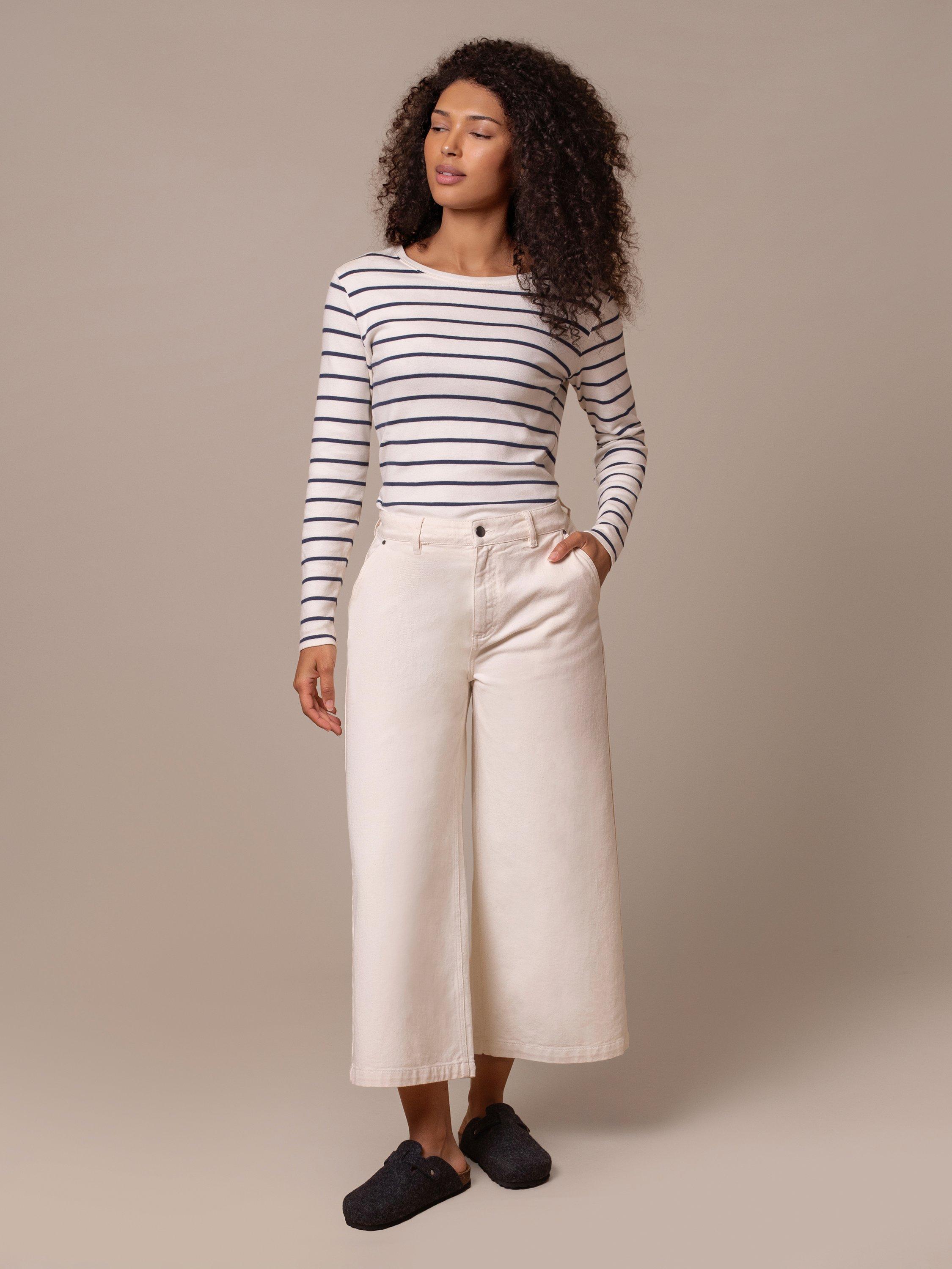Product image 1 of 5, which shows Celtic & Co. Cropped Wide Leg Trousers, Undyed Oatmeal, 8