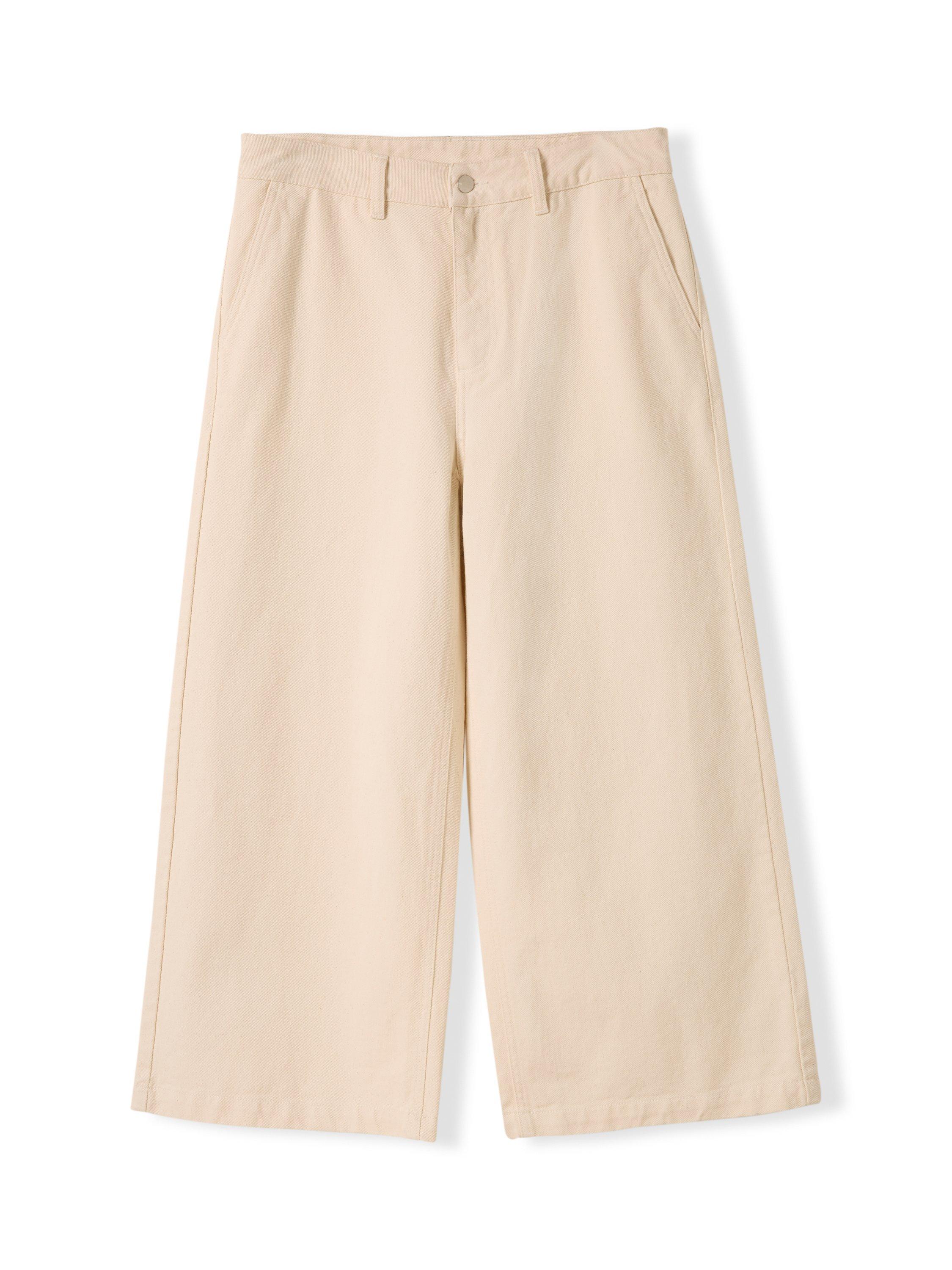 Product image 2 of 5, which shows Celtic & Co. Cropped Wide Leg Trousers, Undyed Oatmeal, 8