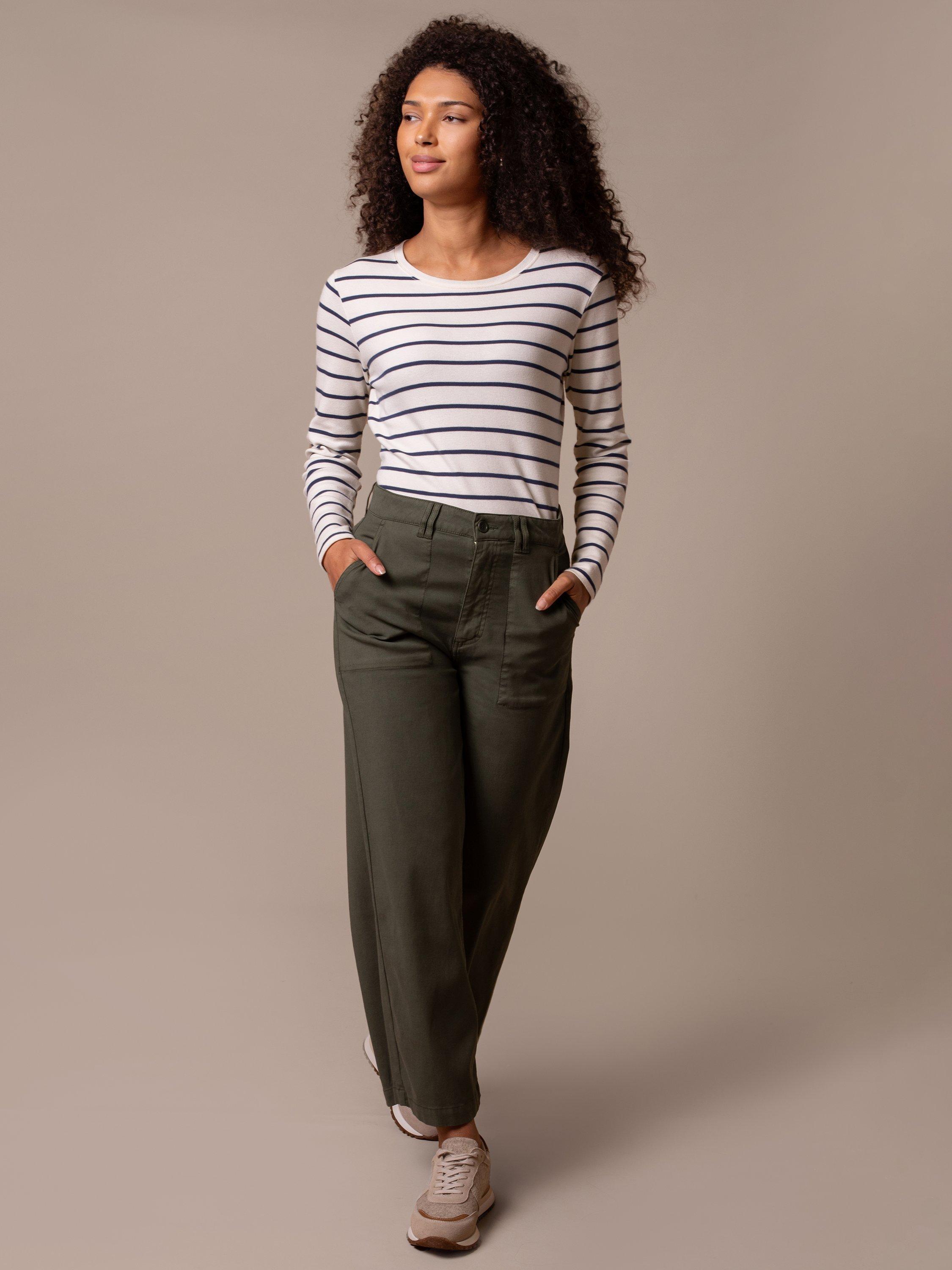Product image 1 of 5, which shows Celtic & Co. Pleat Front Wide Leg Trousers, Khaki, 8