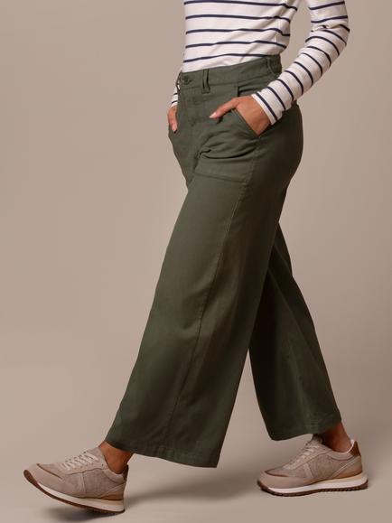 Celtic & Co. Pleat Front Wide Leg Trousers, Khaki, Khaki