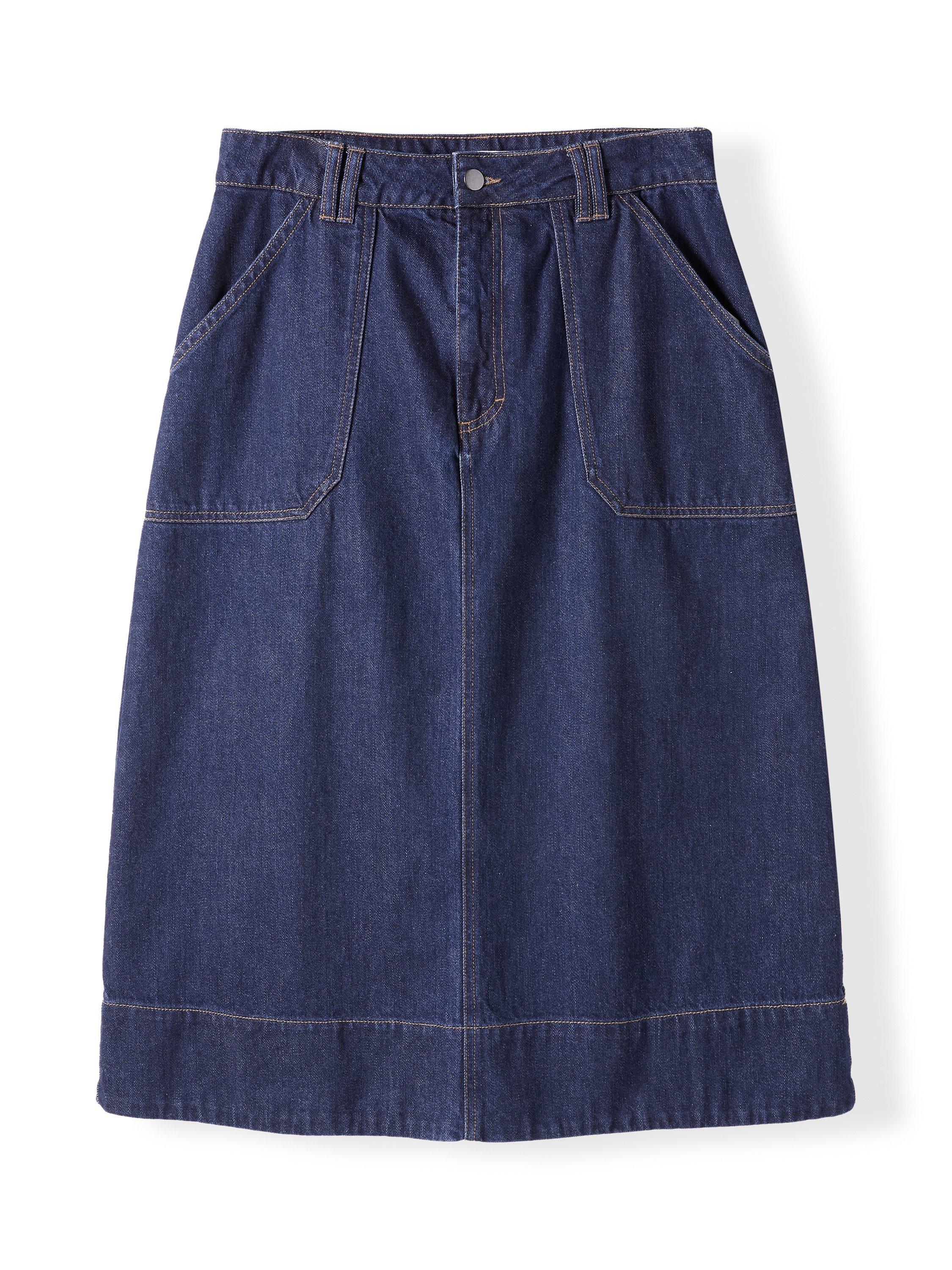 Product image 2 of 7, which shows Celtic & Co. A-Line Denim Midi Skirt, Blue Rinse, 8