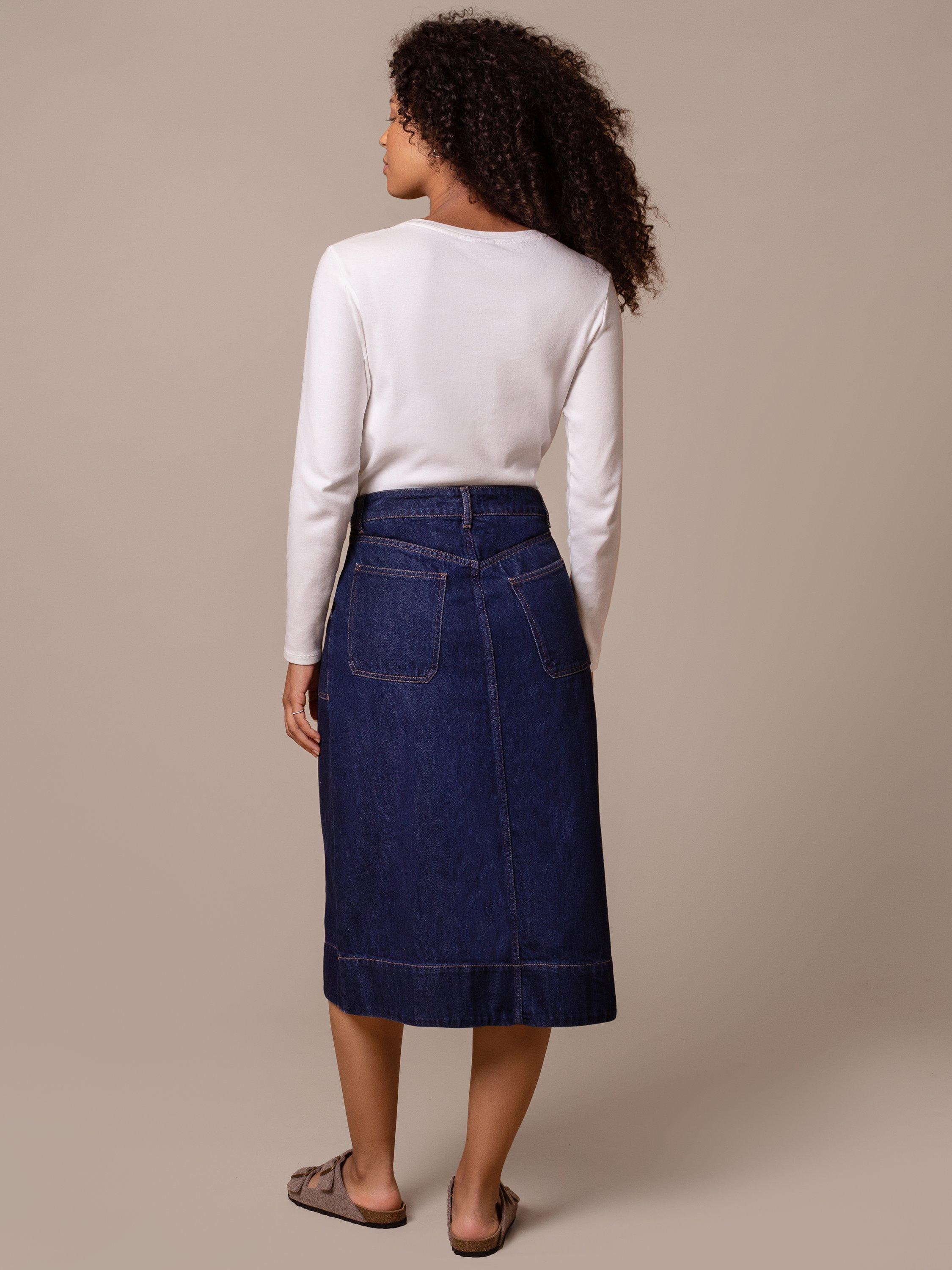 Product image 6 of 7, which shows Celtic & Co. A-Line Denim Midi Skirt, Blue Rinse, 8