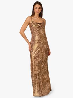 Adrianna By Adrianna Papell Leopard Print Chiffon Dress, Brown/Multi, Brown/Multi