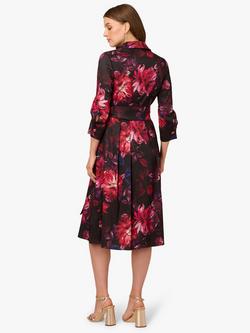 Adrianna Papell Floral Taffeta Shirt Dress, Black/Multi - view 2, Black/Multi