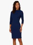 Adrianna Papell Rolled Neck Crepe Sheath Dress, Navy Sateen