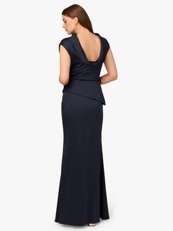 Adrianna Papell Satin Crepe Tiered Maxi Dress - view 2, Dark Navy