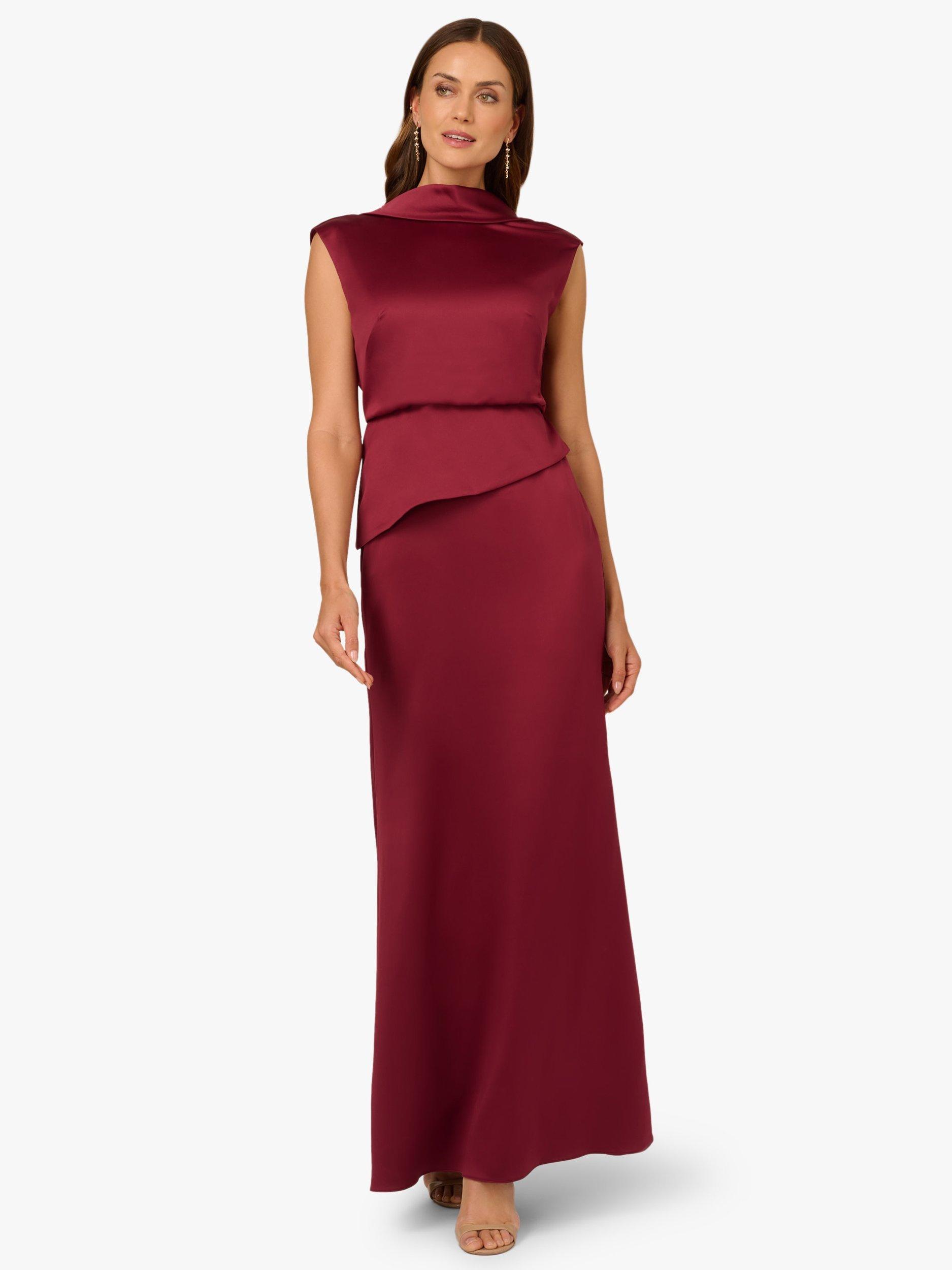 Adrianna Papell Satin Crepe Tiered Maxi Dress, Crimson Haze