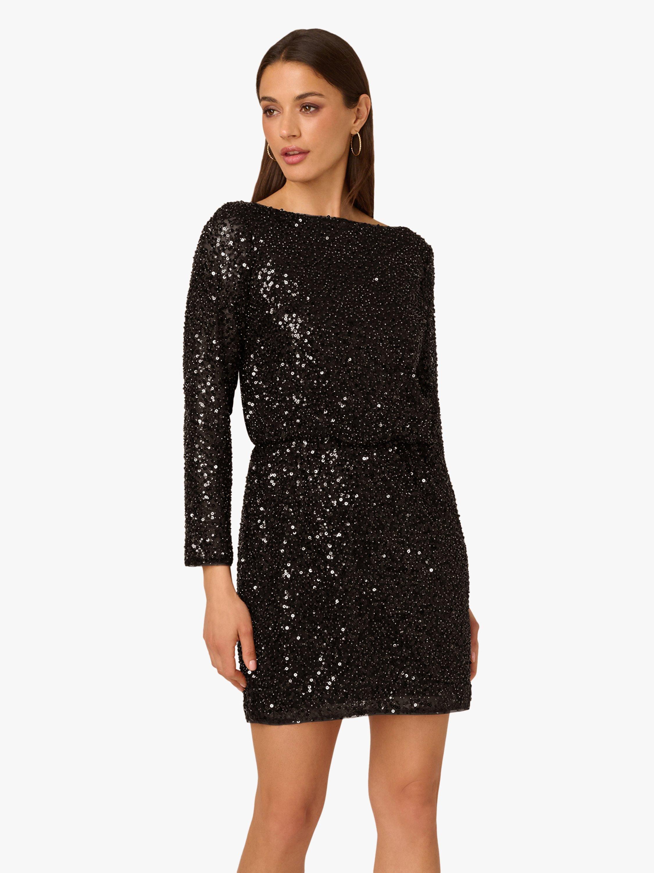 adrianna papell black sequin dress Women's Bead Pleat Long The style number is AP1E212614 Adrianna By Adrianna Papell Sequin