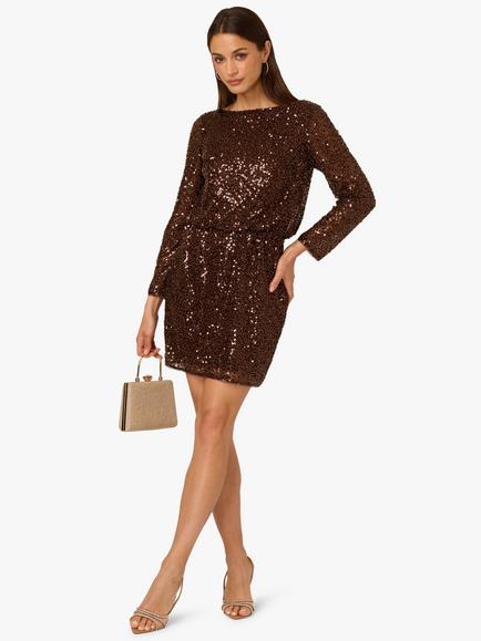 Adrianna By Adrianna Papell Sequin Mini Dress, Timber - view 2, Timber