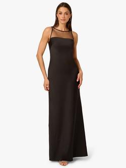 Adrianna By Adrianna Papell Satin Open Back Dress, Black, Black