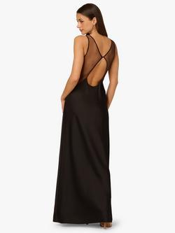 Adrianna By Adrianna Papell Satin Open Back Dress, Black - view 2, Black