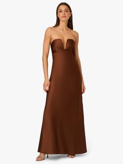 Adrianna By Adrianna Papell Satin Plunge Maxi Dress, Timber, Timber