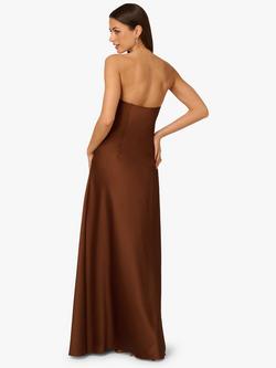 Adrianna By Adrianna Papell Satin Plunge Maxi Dress, Timber - view 2, Timber
