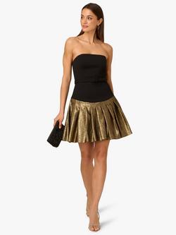 Adrianna By Adrianna Papell Jacquard Mini Dress, Black/Gold - view 2, Black/Gold