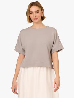 Adrianna Papell Ottoman Rib Knit Top, Heather Grey, Heather Grey