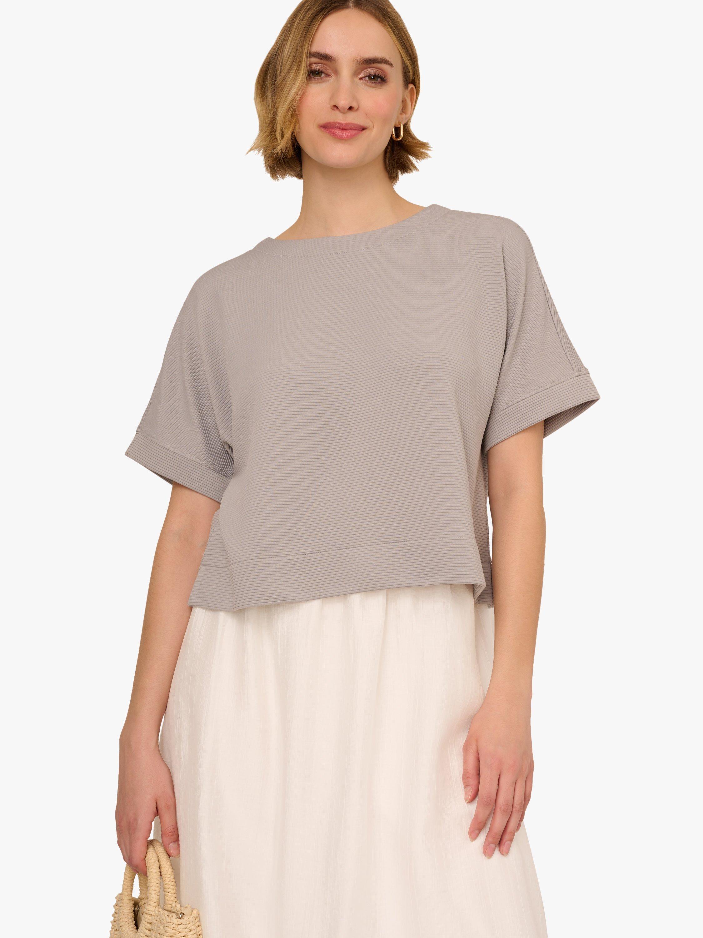 Adrianna Papell Ottoman Rib Knit Top, Heather Grey