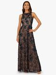 Adrianna Papell Beaded Lace Maxi Dress, Midnight/Multi