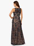 Adrianna Papell Beaded Lace Maxi Dress, Midnight/Multi