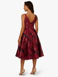 Adrianna Papell Boat Neck Floral Jacquard Dress, Burgundy/Navy
