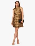 Adrianna Papell Bias Collar Jacquard Shift Dress, Gold/Black