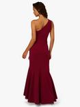 Adrianna Papell Crepe One Shoulder Ruffle Dress, Crimson Haze