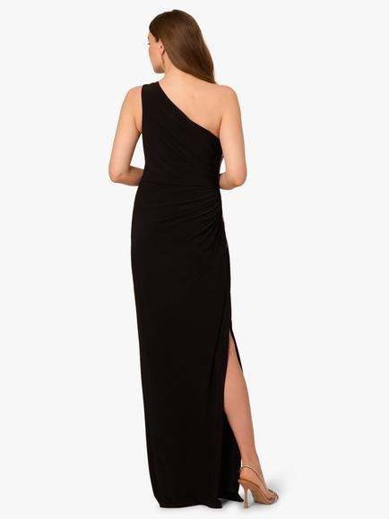 Adrianna Papell Side Detail Jersey Dress, Black - view 2, Black
