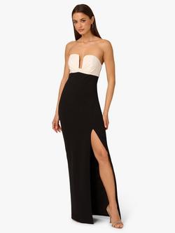 Adrianna By Adrianna Papell Knit Crepe Colour Block Dress, Black/Ivory, Black/Ivory