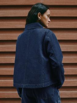 Albaray Classic A-Line Cotton Denim Jacket, Indigo - view 2, Indigo