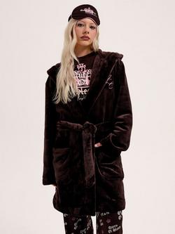 Juicy Couture Crown Fleece Hooded Robe, Java