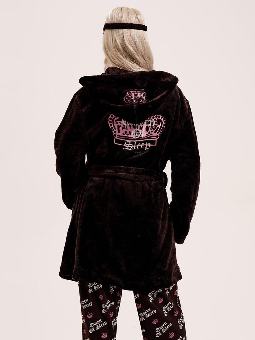 Product image 2 of 3, which shows Juicy Couture Crown Fleece Hooded Robe, Java, S