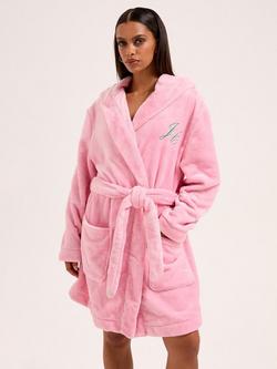 Juicy Couture Crown Fleece Hooded Robe, Juicy Pink
