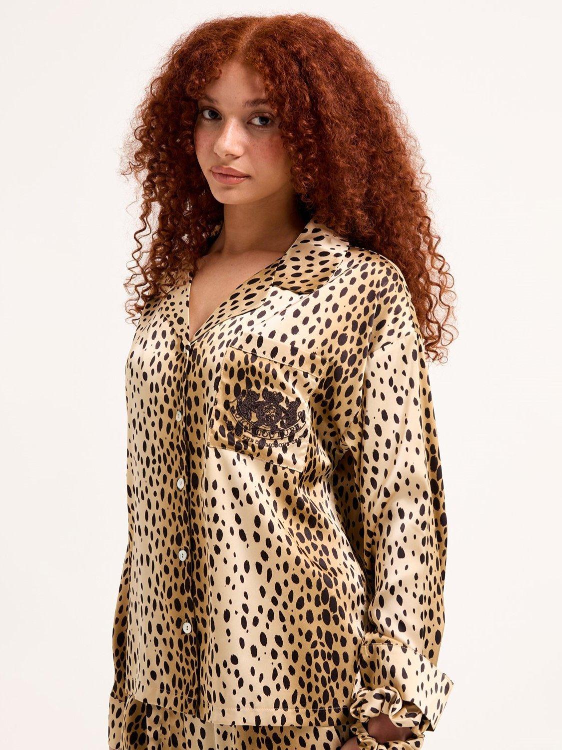 Product image 3 of 4, which shows Juicy Couture Tamzin Satin Cheetah Print Pyjama Set, Multi, S