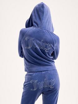 Juicy Couture Madison Velour Hoodie, Grey/Blue - view 2, Grey/Blue