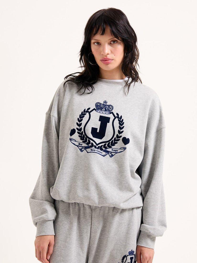 Product image 1 of 3, which shows Juicy Couture Venice Fleece Sweatshirt, Silver Marling, XS