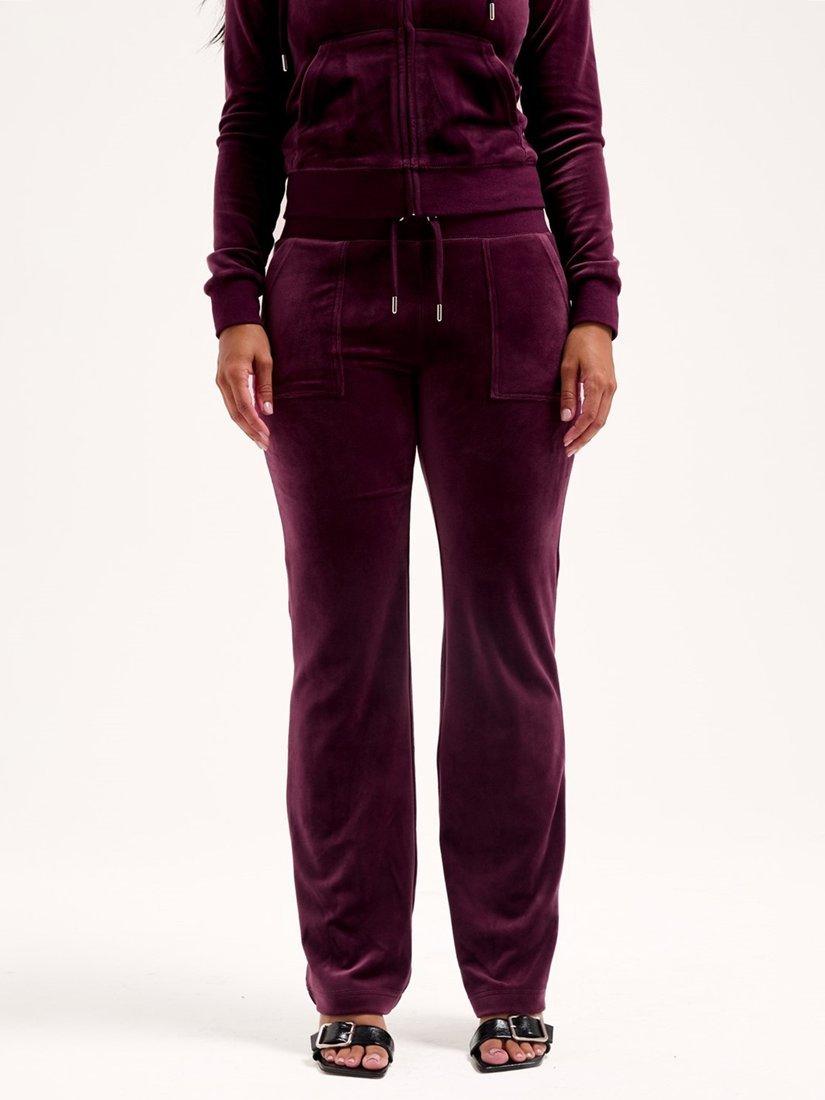 Product image 1 of 3, which shows Juicy Couture Del Ray Straight Leg Slim Joggers, Winetasting, S