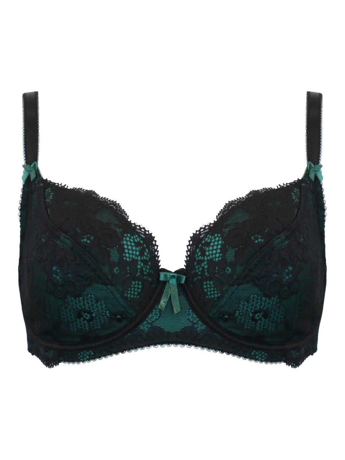 Product image 6 of 7, which shows Pour Moi Amour Underwired Non Padded Bra, Black/Forest, 32D