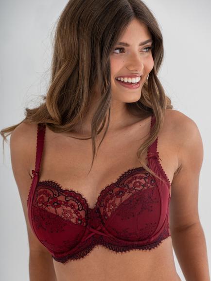 Pour Moi Hollywood Non Padded Side Support Bra, Burgundy