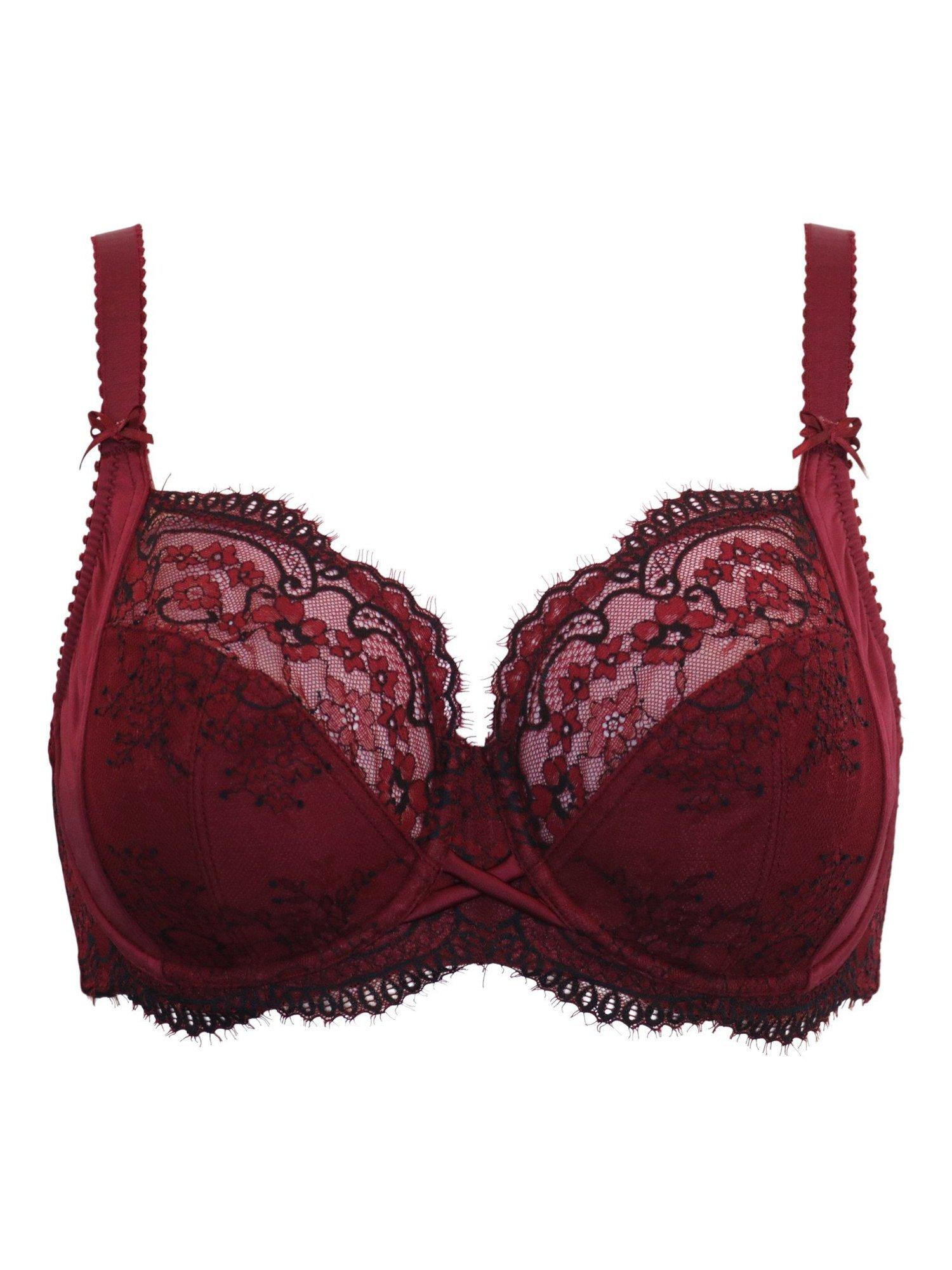 Product image 10 of 11, which shows Pour Moi Hollywood Non Padded Side Support Bra, Burgundy, 32DD